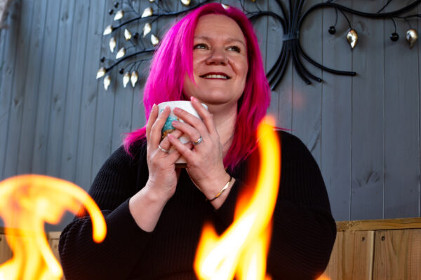 Debi at the firepit