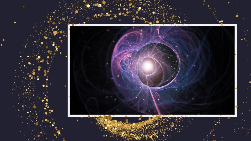 Quantum energy spiral depicted on a black banground